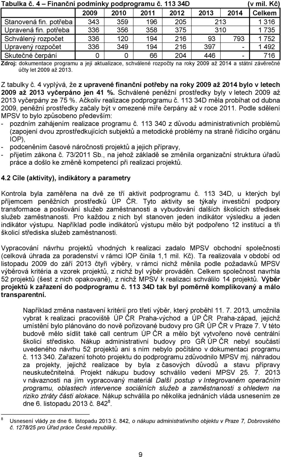 aktualizace, schválené rozpočty na roky 2009 až 2014 a státní závěrečné účty let 2009 až 2013. Z tabulky č.