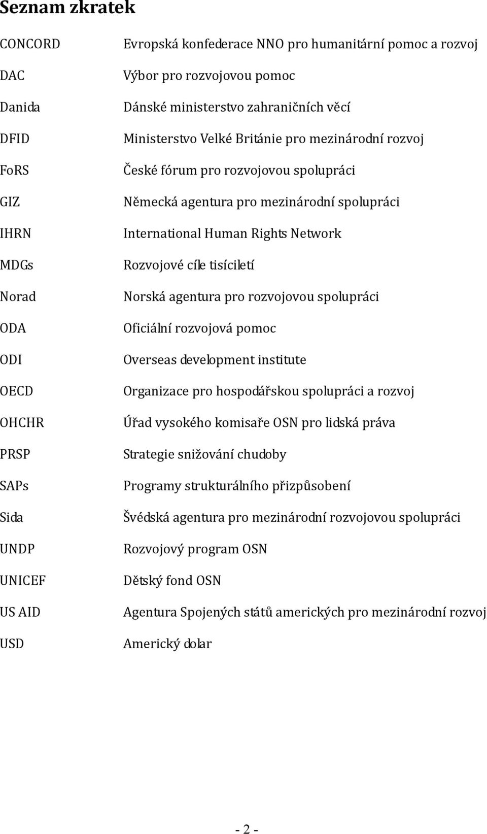 Rights Network Rozvojové cíle tisíciletí Norská agentura pro rozvojovou spolupráci Oficiální rozvojová pomoc Overseas development institute Organizace pro hospodářskou spolupráci a rozvoj Úřad