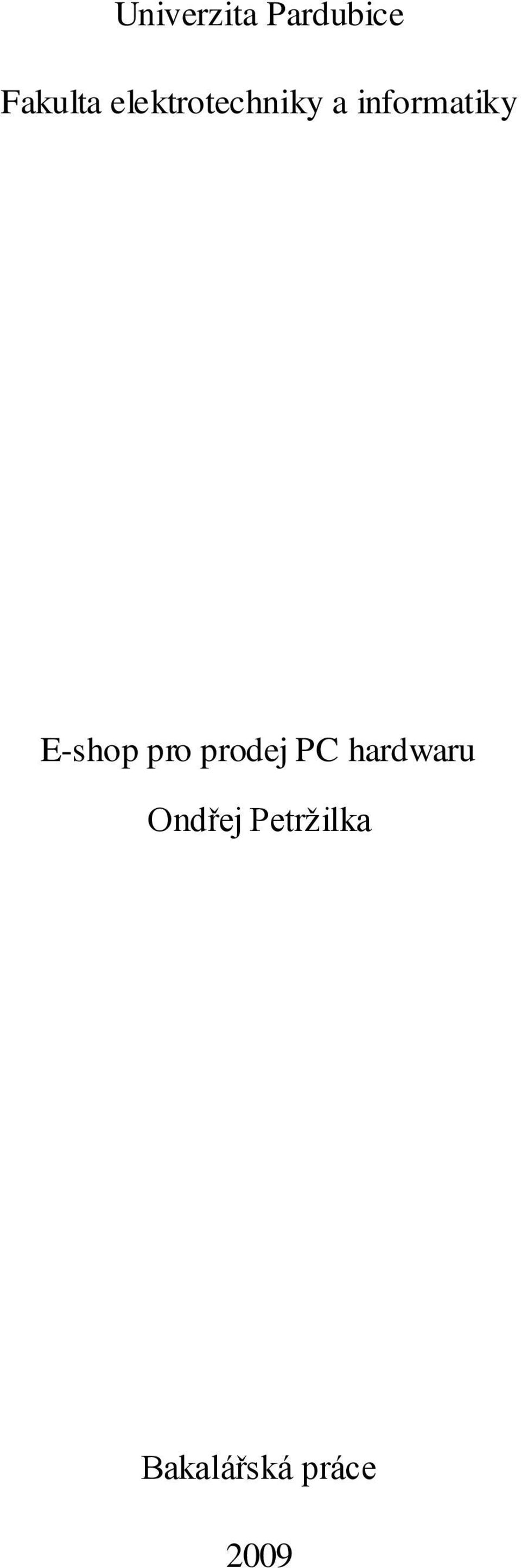 E-shop pro prodej PC hardwaru