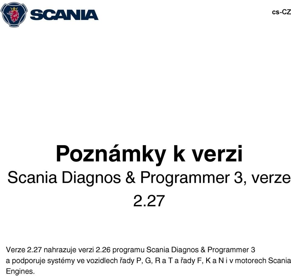 26 programu Scania Diagnos & Programmer 3 a podporuje