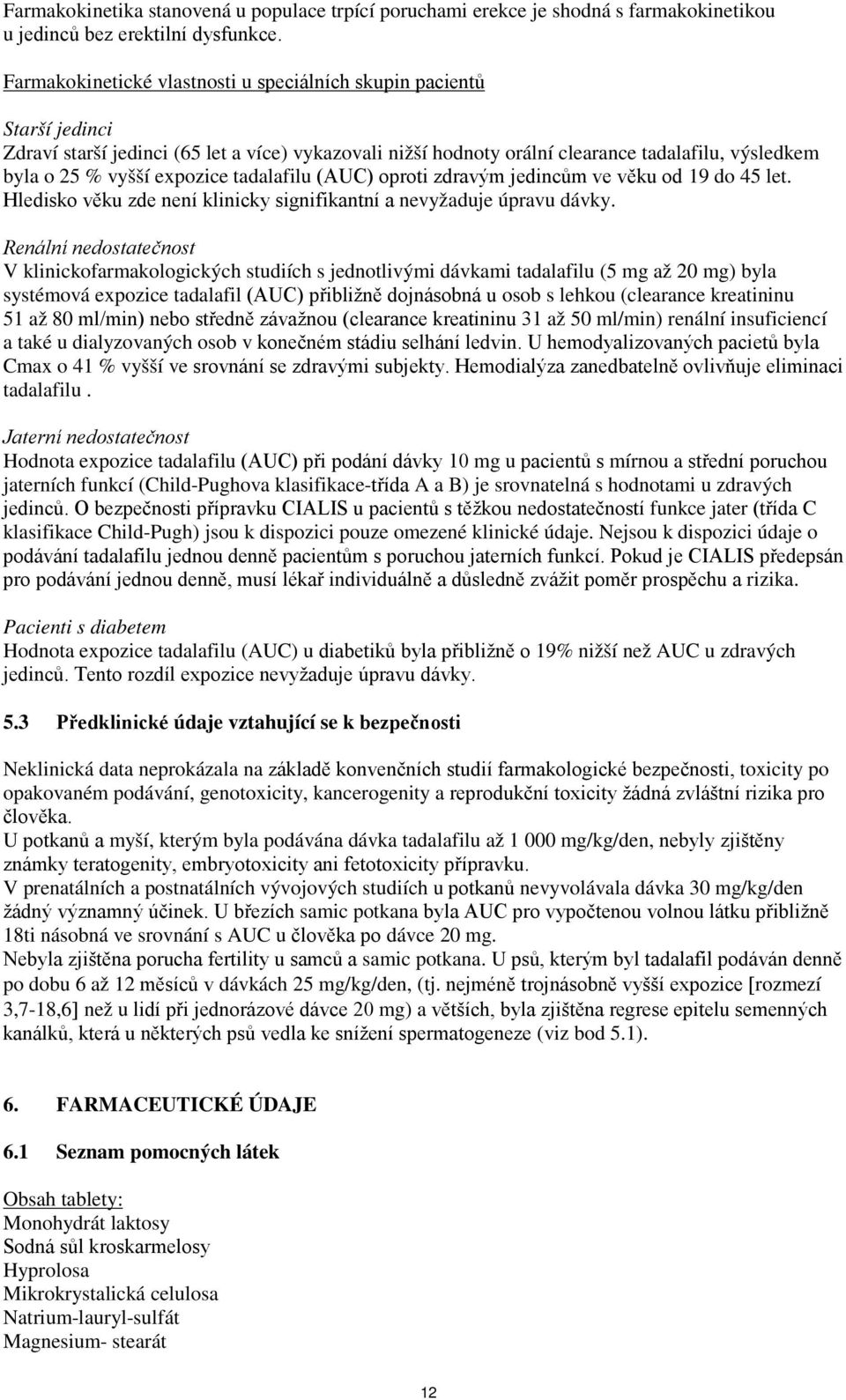 expozice tadalafilu (AUC) oproti zdravým jedincům ve věku od 19 do 45 let. Hledisko věku zde není klinicky signifikantní a nevyžaduje úpravu dávky.