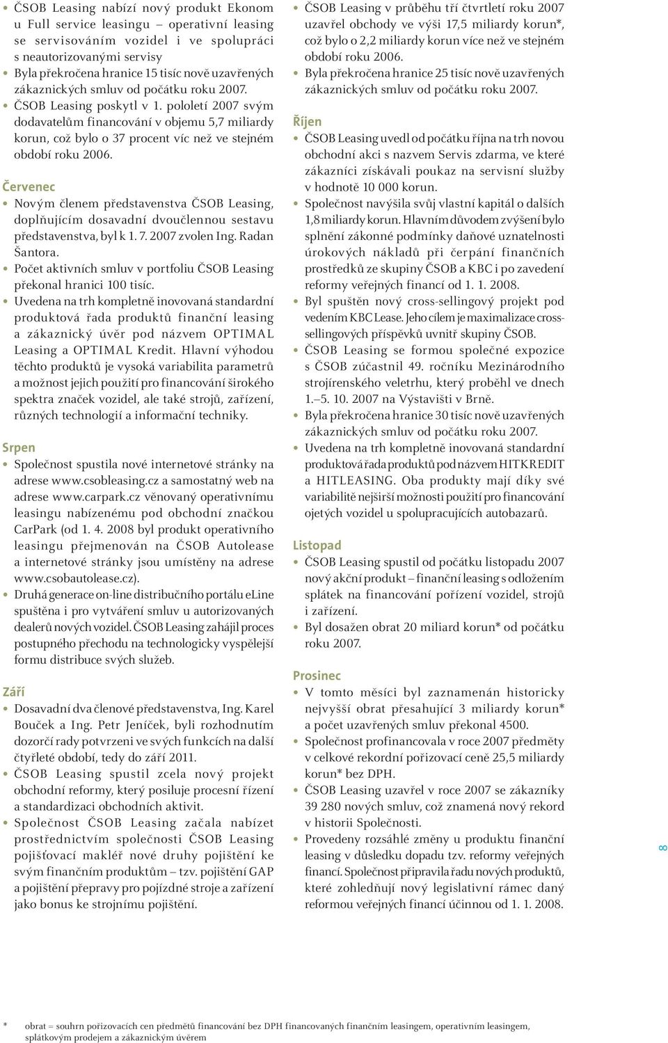 Červenec Novým členem představenstva ČSOB Leasing, doplňujícím dosavadní dvoučlennou sestavu představenstva, byl k 1. 7. 2007 zvolen Ing. Radan Šantora.