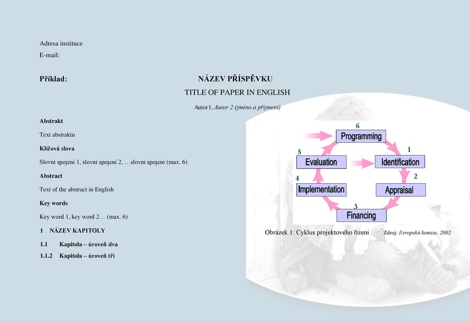 6) 5 1 Abstract Text of the abstract in English 4 2 Key words Key word 1, key word 2 (max. 6) 1 NÁZEV KAPITOLY 1.