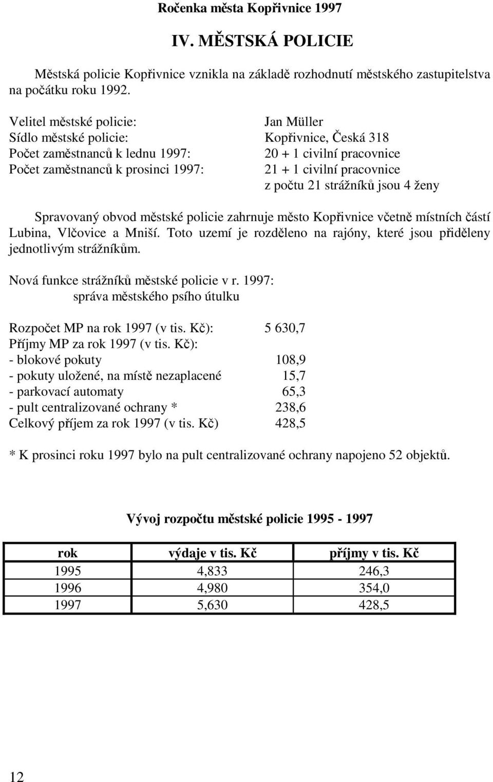 z počtu 21 strážníků jsou 4 ženy Spravovaný obvod městské policie zahrnuje město Kopřivnice včetně místních částí Lubina, Vlčovice a Mniší.