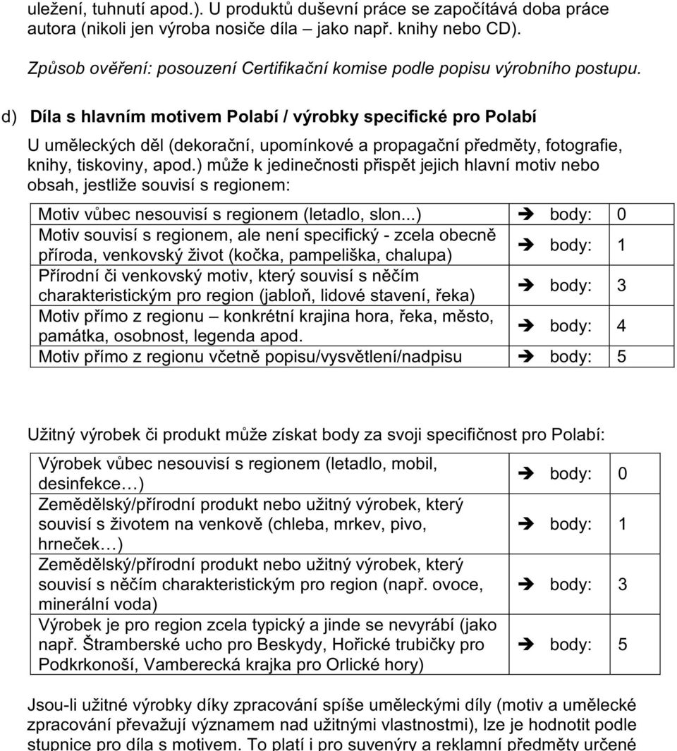 Zp sob ov ení: posouzení Certifika ní komise podle popisu výrobního postupu.