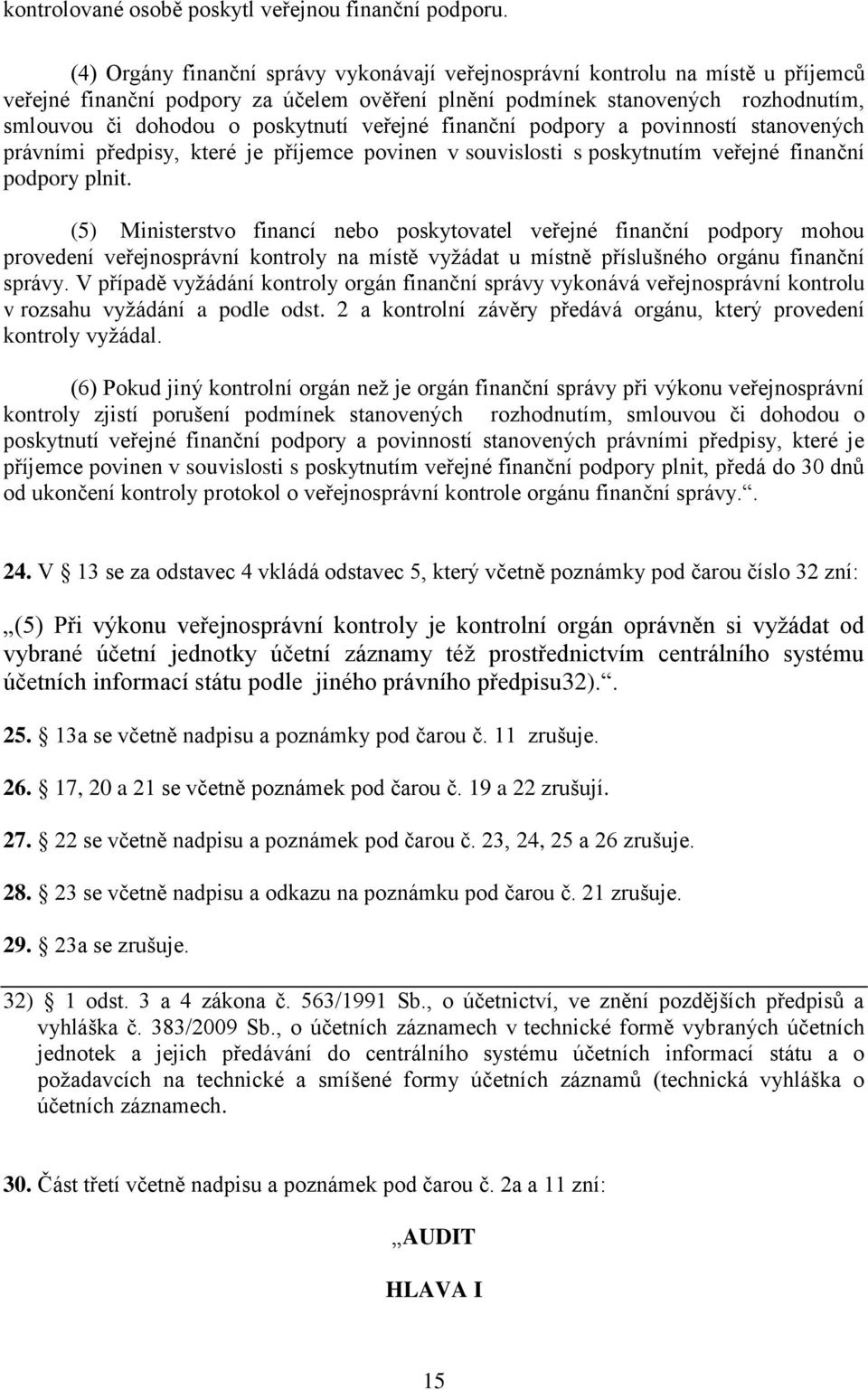 veřejné finanční podpory a povinností stanovených právními předpisy, které je příjemce povinen v souvislosti s poskytnutím veřejné finanční podpory plnit.