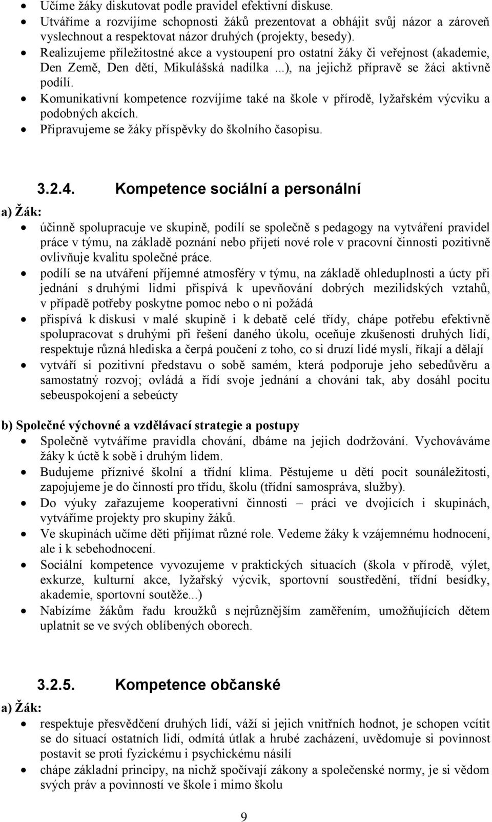 Komunikativní kompetence rozvíjíme také na škole v přírodě, lyžařském výcviku a podobných akcích. Připravujeme se žáky příspěvky do školního časopisu. 3.2.4.