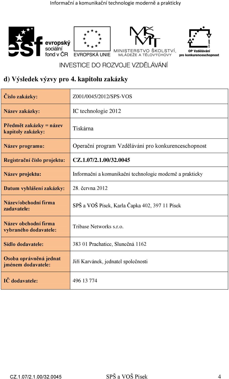 u zakázky Tiskárna Tribase Networ