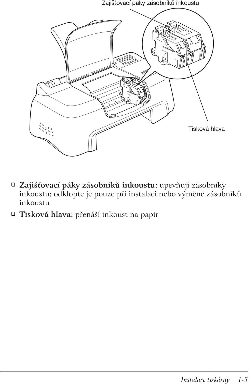 odklopte je pouze při instalaci nebo výměně zásobníků