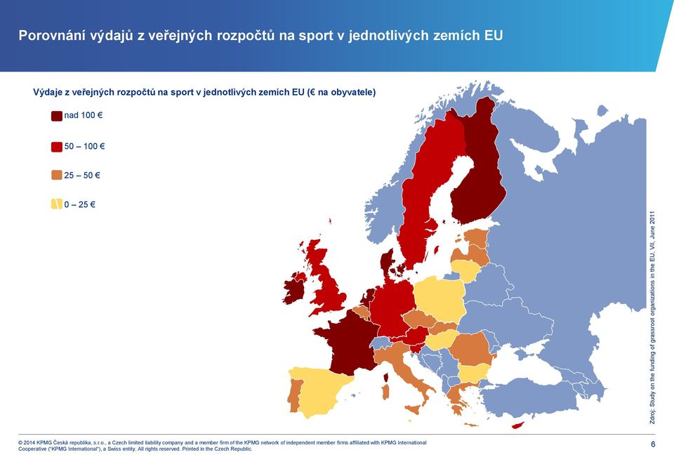 sport v jednotlivých zemích EU Výdaje z veřejných rozpočtů na