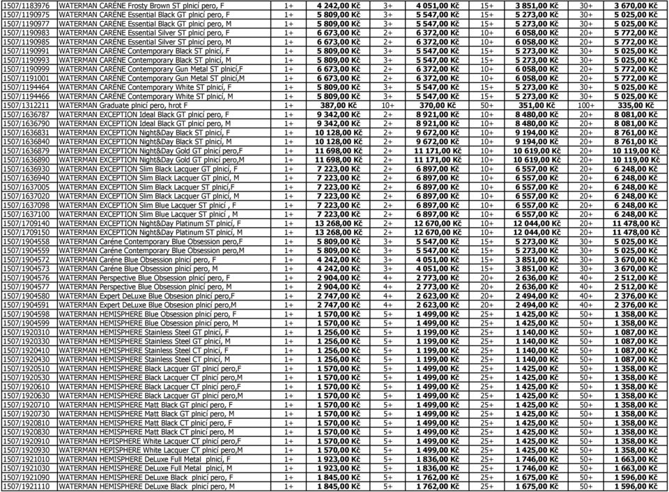 CARÉNE Essential Silver ST plnicí pero, F 1+ 6 673,00 Kč 2+ 6 372,00 Kč 10+ 6 058,00 Kč 20+ 5 772,00 Kč 1507/1190985 WATERMAN CARÉNE Essential Silver ST plnicí pero, M 1+ 6 673,00 Kč 2+ 6 372,00 Kč