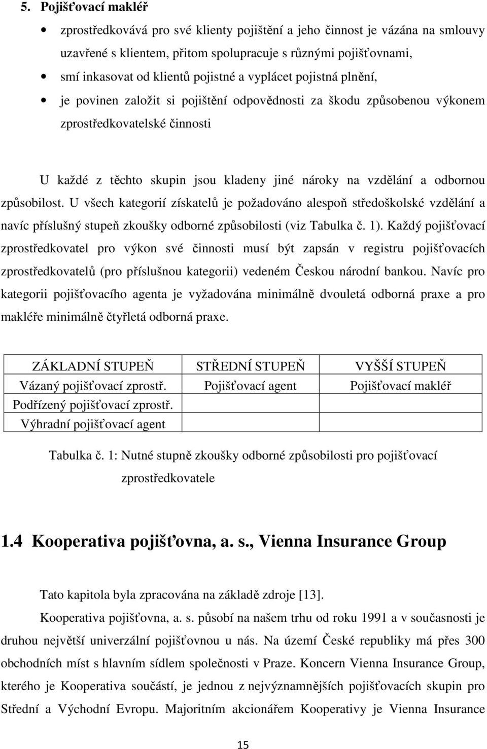 odbornou způsobilost. U všech kategorií získatelů je požadováno alespoň středoškolské vzdělání a navíc příslušný stupeň zkoušky odborné způsobilosti (viz Tabulka č. 1).