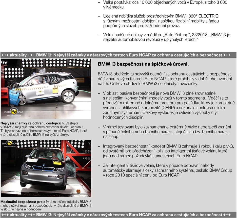 Auto Zeitung, 23/2013: BMW i3 je největší automobilovou revolucí v uplynulých letech.