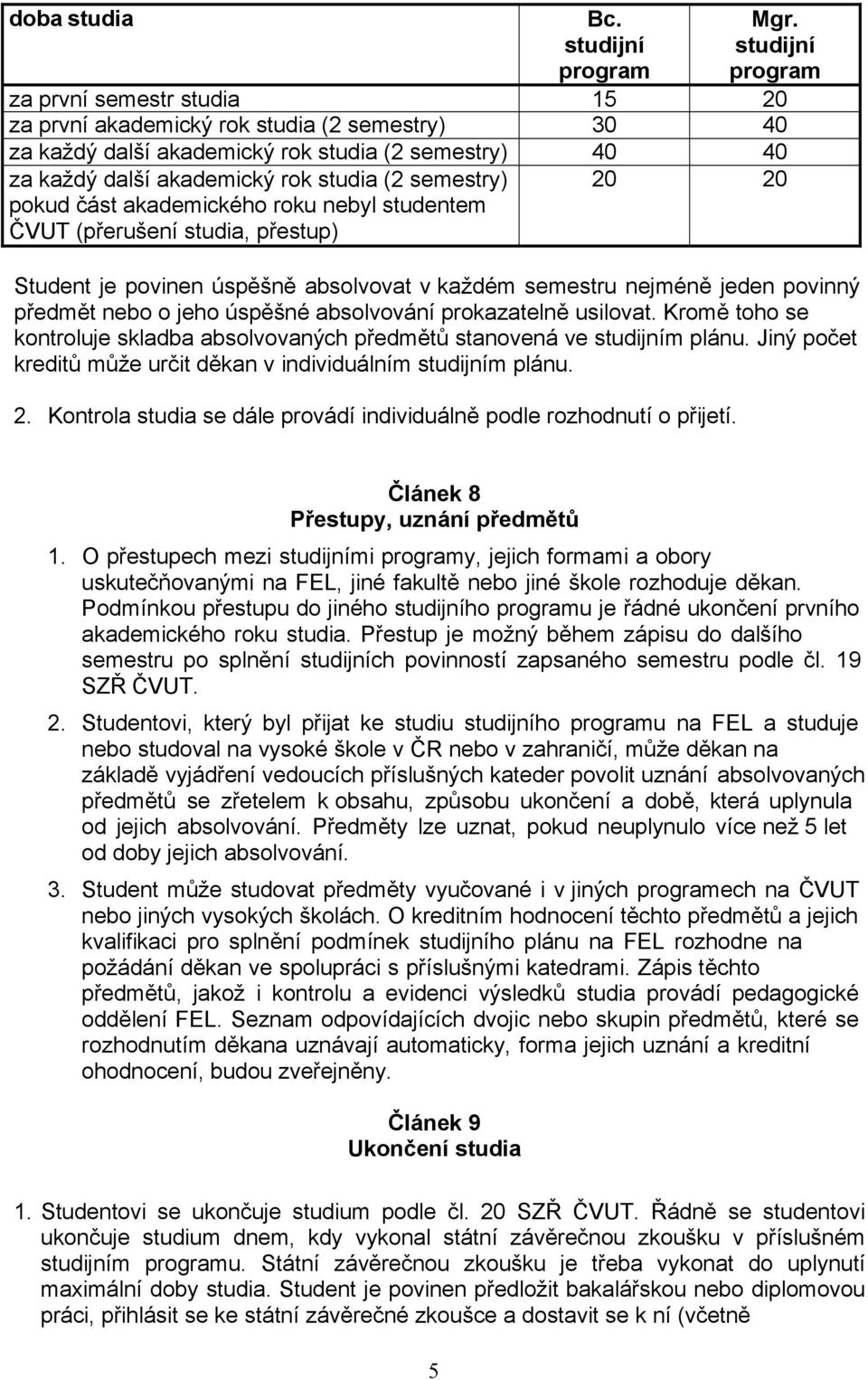 semestry) pokud část akademického roku nebyl studentem ČVUT (přerušení studia, přestup) 20 20 Student je povinen úspěšně absolvovat v každém semestru nejméně jeden povinný předmět nebo o jeho úspěšné