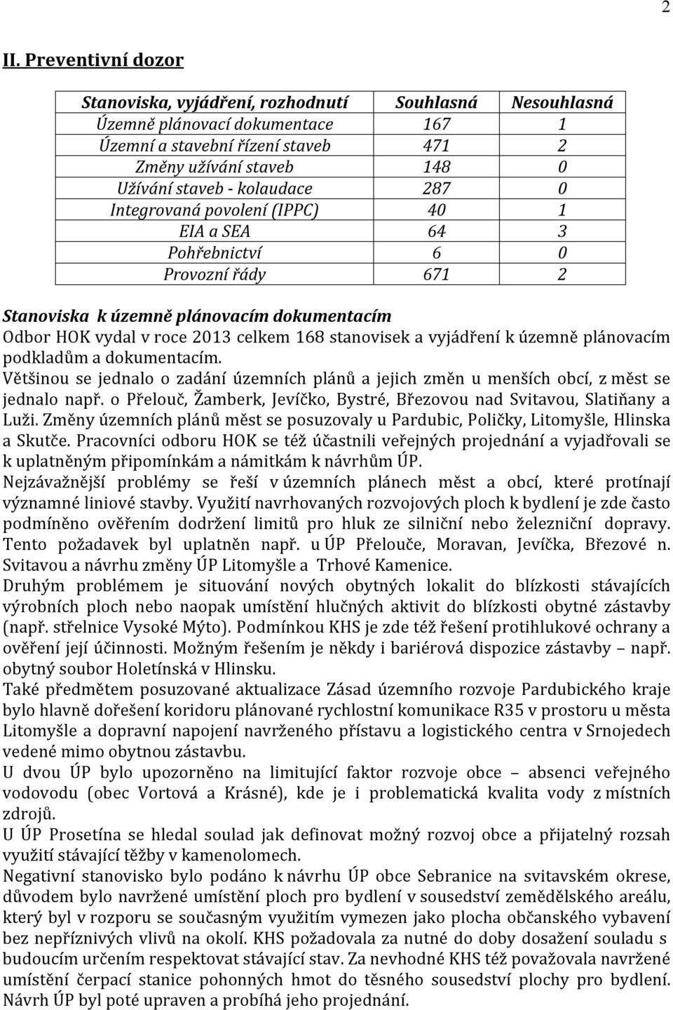 vyjádření k územně plánovacím podkladům a dokumentacím. Většinou se jednalo o zadání územních plánů a jejich změn u menších obcí, z měst se jednalo např.