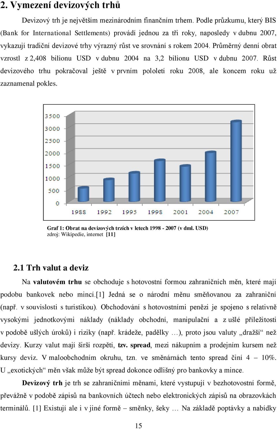 Průměrný denní obrat vzrostl z 2,408 bilionu USD v dubnu 2004 na 3,2 bilionu USD v dubnu 2007. Růst devizového trhu pokračoval ještě v prvním pololetí roku 2008, ale koncem roku uţ zaznamenal pokles.