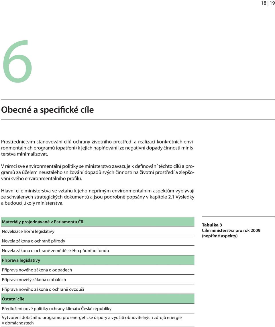 V rámci své environmentální politiky se ministerstvo zavazuje k definování těchto cílů a programů za účelem neustálého snižování dopadů svých činností na životní prostředí a zlepšování svého