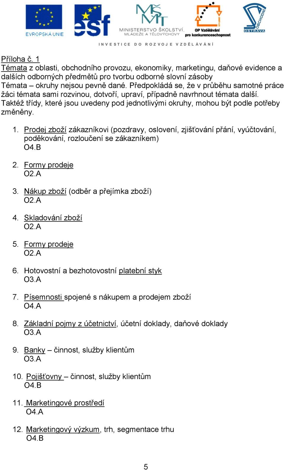 Taktéž třídy, které jsou uvedeny pod jednotlivými okruhy, mohou být podle potřeby změněny. 1.