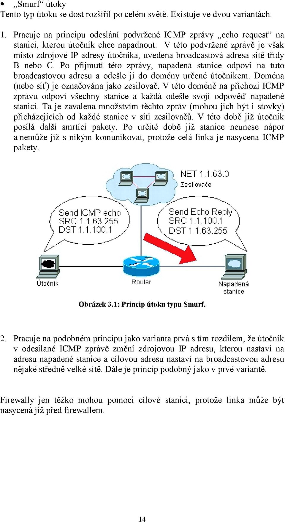 Po přijmutí této zprávy, napadená stanice odpoví na tuto broadcastovou adresu a odešle ji do domény určené útočníkem. Doména (nebo síť) je označována jako zesilovač.