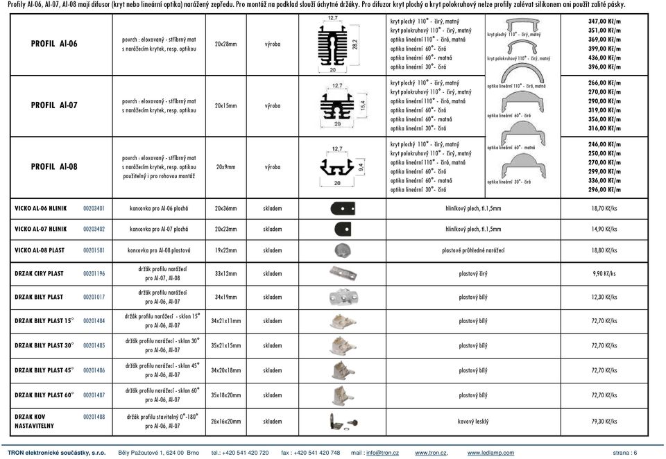 optikou 20x28mm výroba kryt plochý 110 - čirý, matný kryt polokruhový 110 - čirý, matný optika lineární 110 - čirá, matná optika lineární 60 - čirá optika lineární 60 - matná optika lineární 30 -