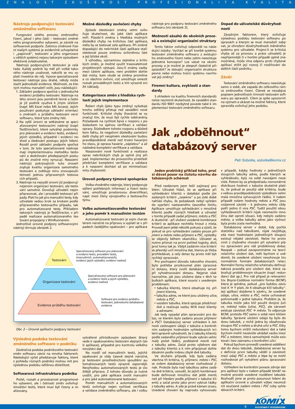 Nástrojů podporujících testování je celá řada. Každý podnik by měl při volbě takového nástroje uvažovat, nakolik se mu vyplatí investice do něj.