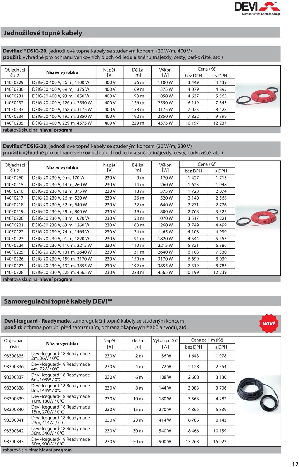 4 637 5 565 140F0232 DSIG-20 400 V, 126 m, 2550 W 400 V 126 m 2550 W 6 119 7 343 140F0233 DSIG-20 400 V, 158 m, 3175 W 400 V 158 m 3175 W 7 023 8 428 140F0234 DSIG-20 400 V, 192 m, 3850 W 400 V 192 m