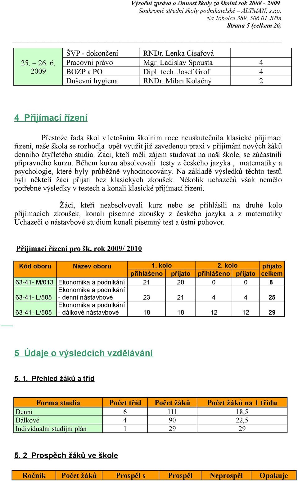 denního čtyřletého studia. Žáci, kteří měli zájem studovat na naší škole, se zúčastnili přípravného kurzu.