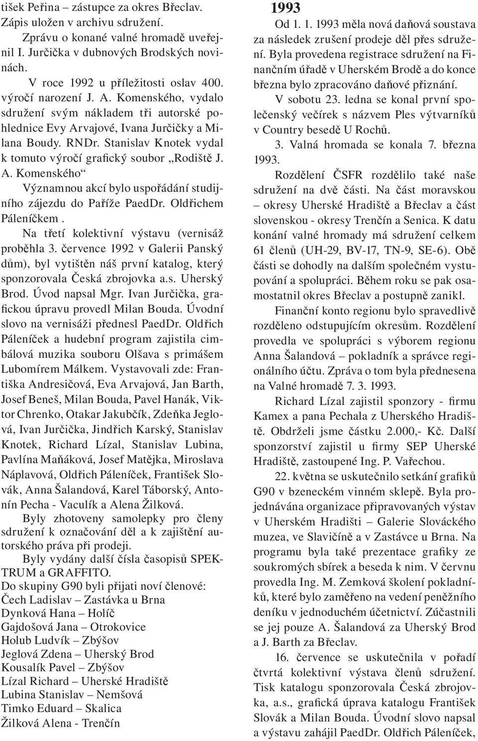 Stanislav Knotek vydal k tomuto výročí grafický soubor Rodiště J. A. Komenského Významnou akcí bylo uspořádání studijního zájezdu do Paříže PaedDr. Oldřichem Páleníčkem.