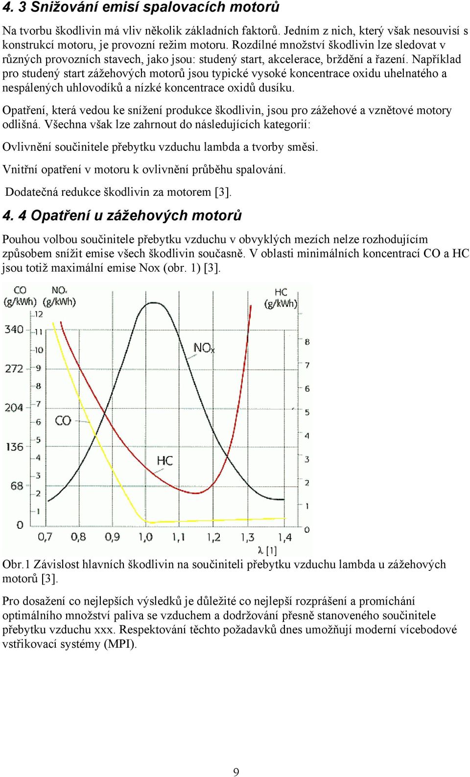 Například pro studený start zážehových motorů jsou typické vysoké koncentrace oxidu uhelnatého a nespálených uhlovodíků a nízké koncentrace oxidů dusíku.