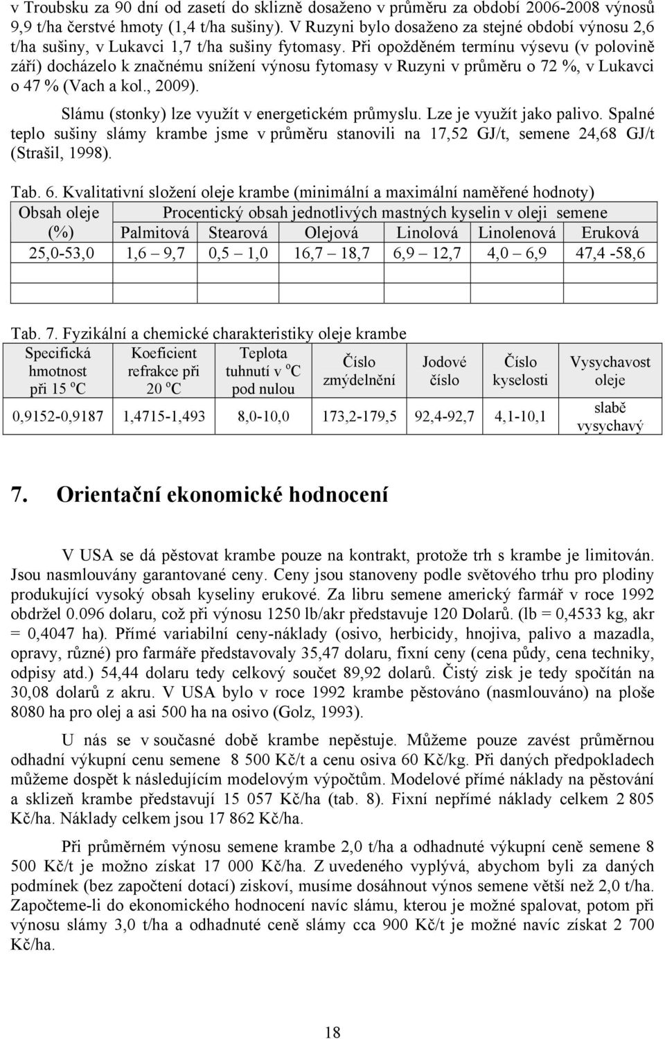 Při opožděném termínu výsevu (v polovině září) docházelo k značnému snížení výnosu fytomasy v Ruzyni v průměru o 72 %, v Lukavci o 47 % (Vach a kol., 2009).