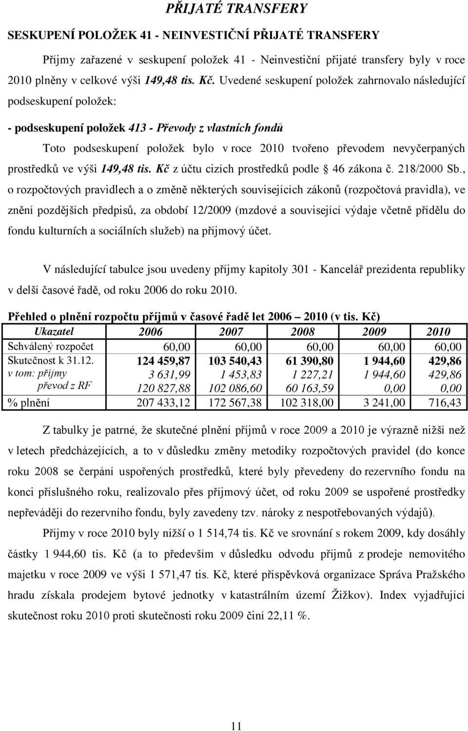 prostředků ve výši 149,48 tis. Kč z účtu cizích prostředků podle 46 zákona č. 218/2000 Sb.