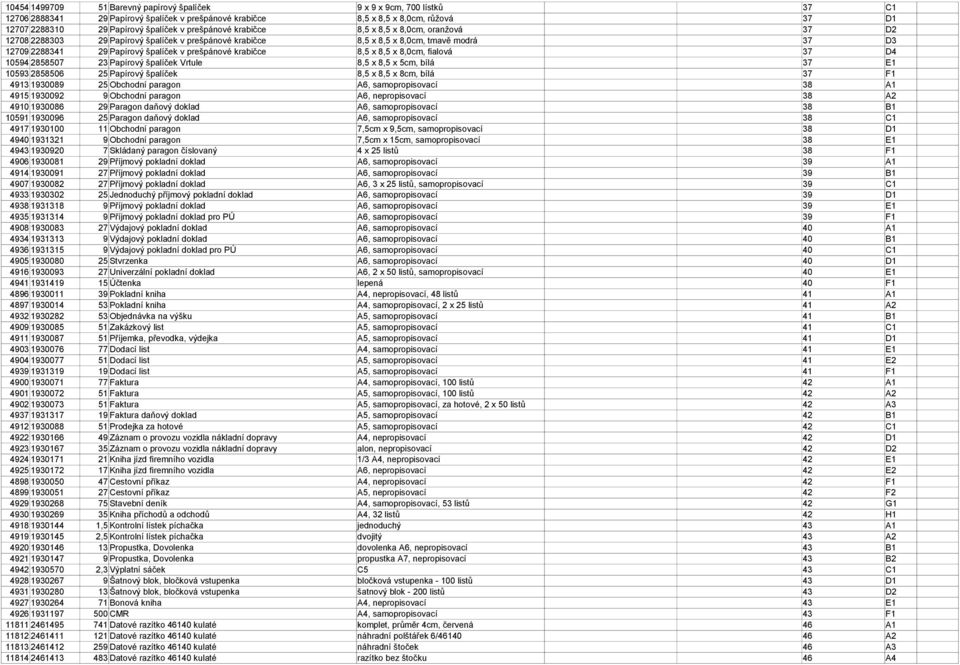 krabičce 8,5 x 8,5 x 8,0cm, fialová 37 D4 10594 2858507 23 Papírový špalíček Vrtule 8,5 x 8,5 x 5cm, bílá 37 E1 10593 2858506 25 Papírový špalíček 8,5 x 8,5 x 8cm, bílá 37 F1 4913 1930089 25 Obchodní