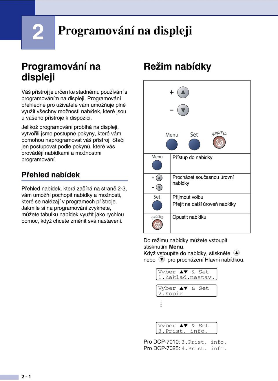 Jelikož programování probíhá na displeji, vytvořili jsme postupné pokyny, které vám pomohou naprogramovat váš přístroj.