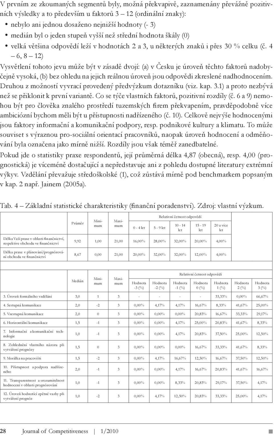 4 6, 8 12) Vysvětlení tohoto jevu může být v zásadě dvojí: (a) v Česku je úroveň těchto faktorů nadobyčejně vysoká, (b) bez ohledu na jejich reálnou úroveň jsou odpovědi zkreslené nadhodnocením.