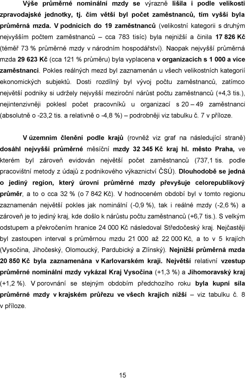 Naopak nejvyšší průměrná mzda 29 623 Kč (cca 121 % průměru) byla vyplacena v organizacích s 1 000 a více zaměstnanci.