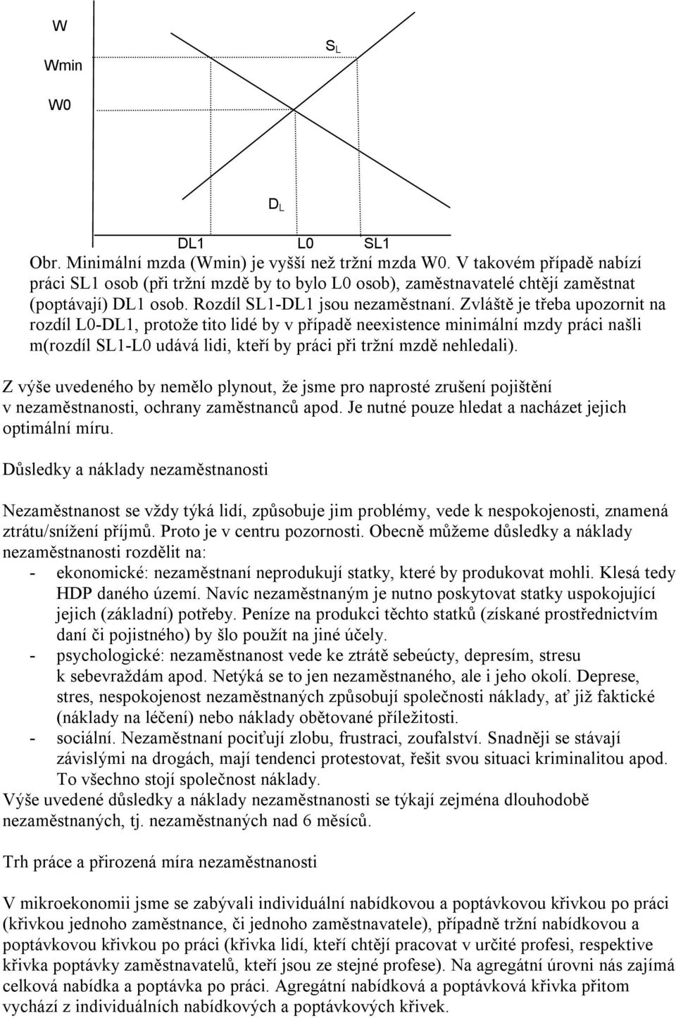 Zvláště je třeba upozornit na rozdíl L0-DL1, protože tito lidé by v případě neexistence minimální mzdy práci našli m(rozdíl SL1-L0 udává lidi, kteří by práci při tržní mzdě nehledali).