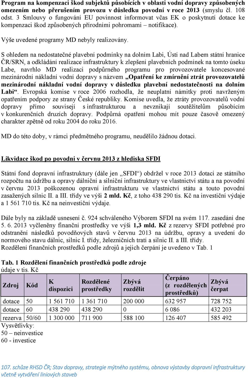 S ohledem na nedostatečné plavební podmínky na dolním Labi, Ústí nad Labem státní hranice ČR/SRN, a odkládání realizace infrastruktury k zlepšení plavebních podmínek na tomto úseku Labe, navrhlo MD