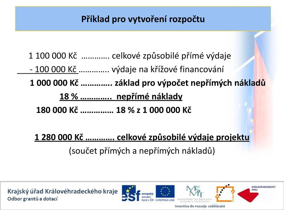 . výdaje na křížové financování 1 000 000 Kč.