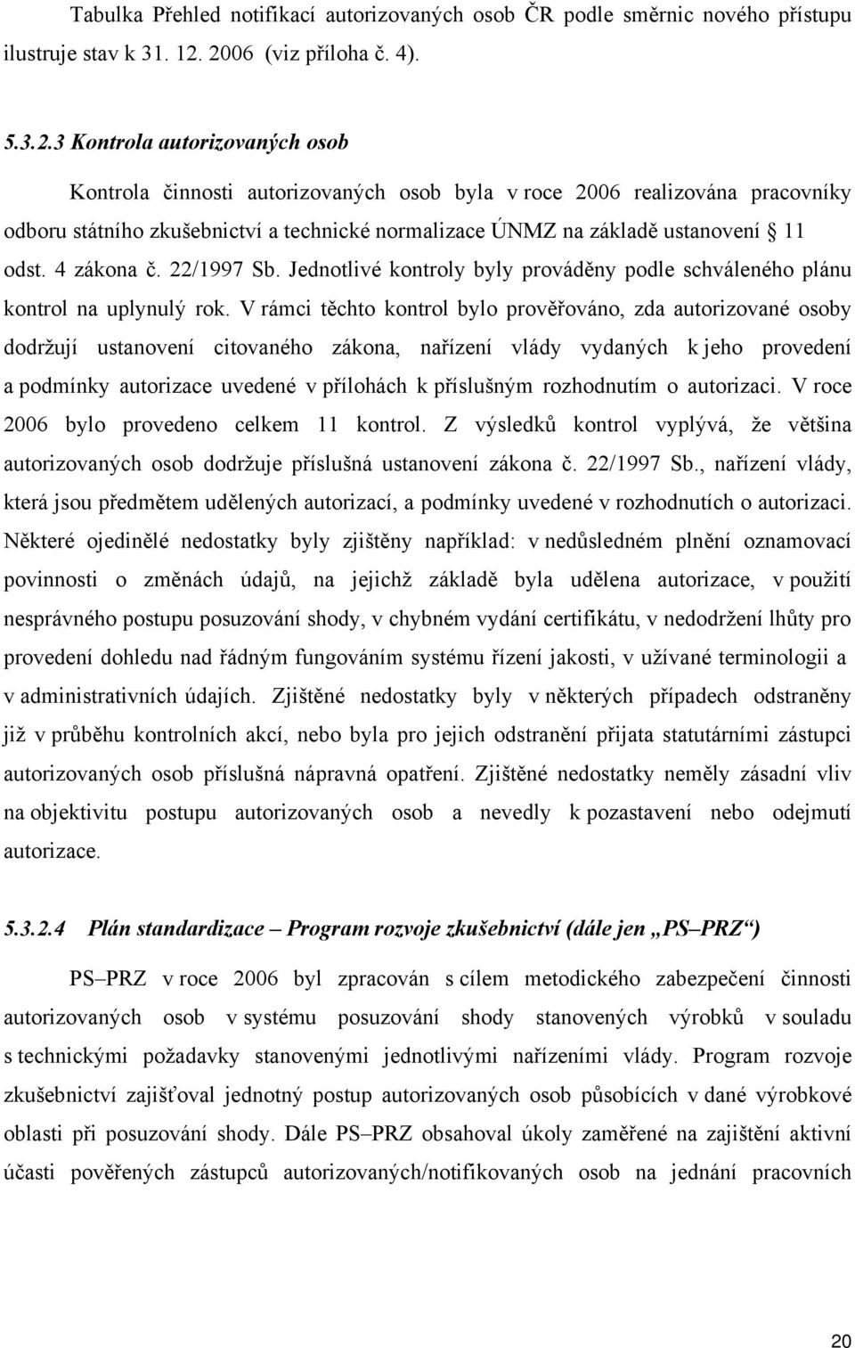 4 zákona č. 22/1997 Sb. Jednotlivé kontroly byly prováděny podle schváleného plánu kontrol na uplynulý rok.