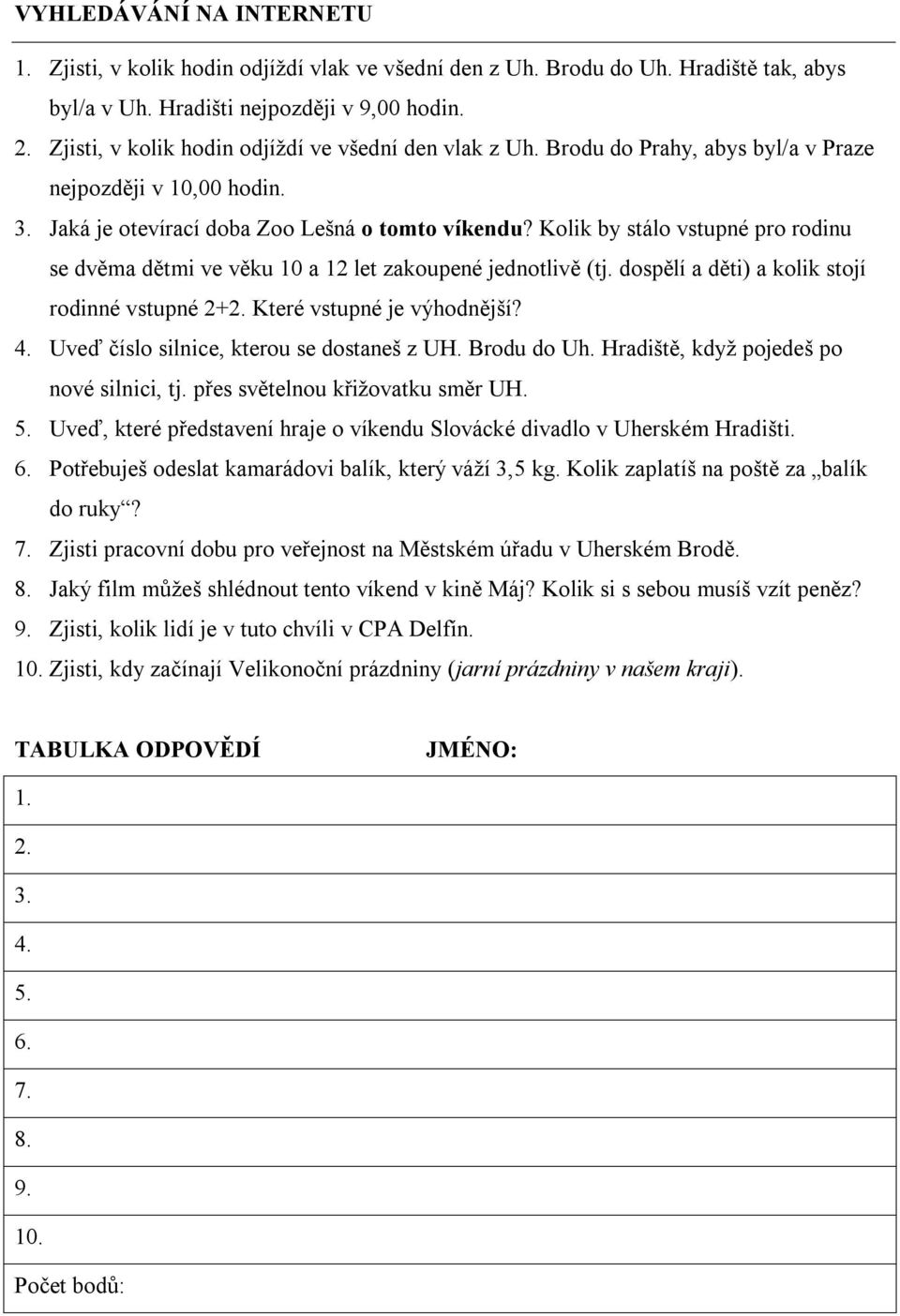 Kolik by stálo vstupné pro rodinu se dvěma dětmi ve věku 10 a 12 let zakoupené jednotlivě (tj. dospělí a děti) a kolik stojí rodinné vstupné 2+2. Které vstupné je výhodnější? 4.