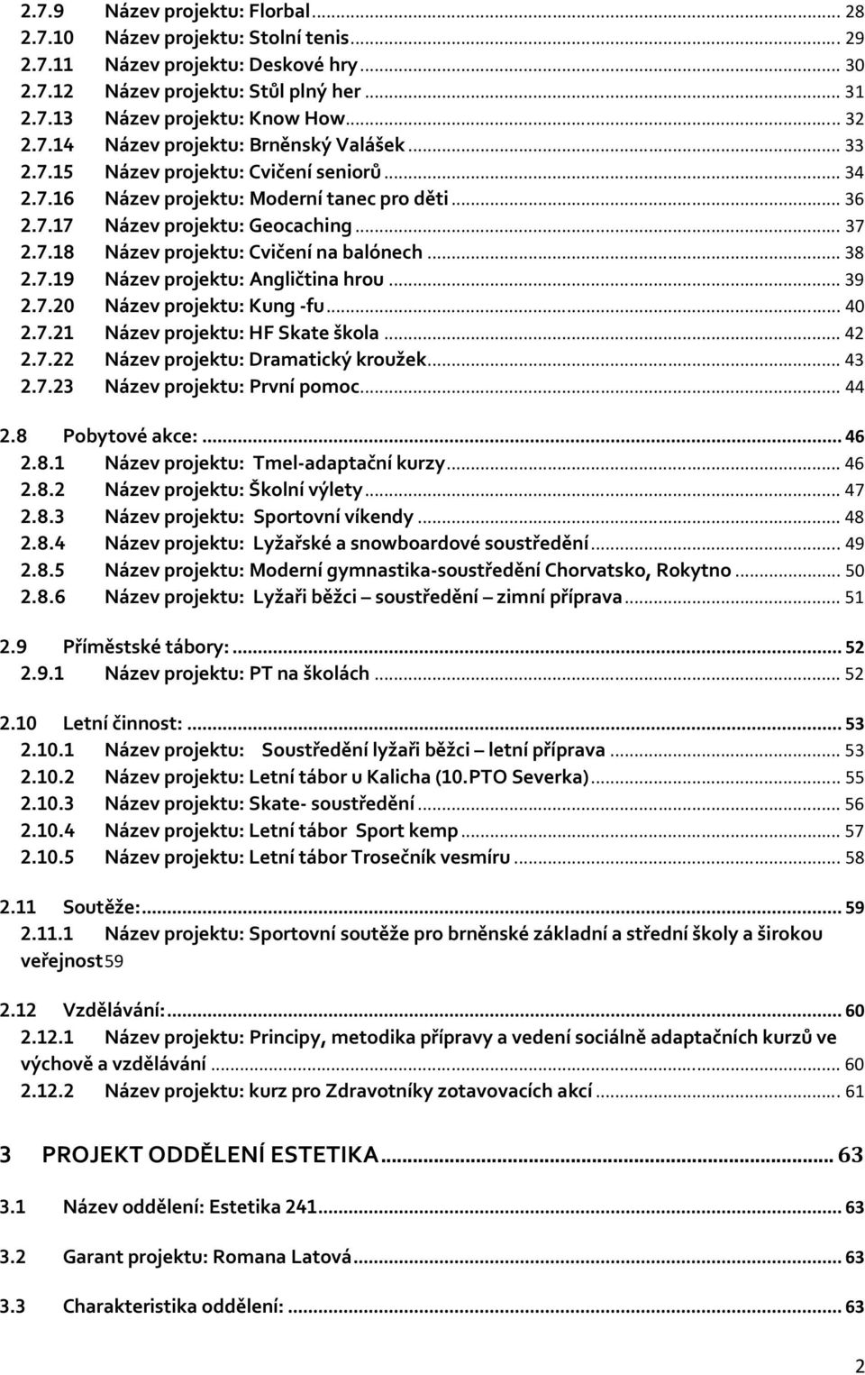 .. 38 2.7.19 Název projektu: Angličtina hrou... 39 2.7.20 Název projektu: Kung -fu... 40 2.7.21 Název projektu: HF Skate škola... 42 2.7.22 Název projektu: Dramatický kroužek... 43 2.7.23 Název projektu: První pomoc.