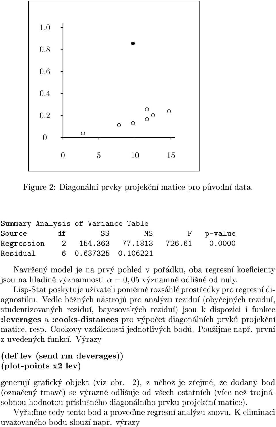 Lisp-Stat poskytuje uzivateli pomerne rozsahle prostredky pro regresn diagnostiku.