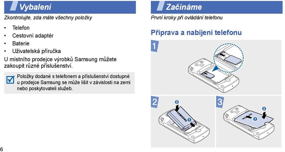 Položky dodané s telefonem a příslušenství dostupné u prodejce Samsung se může lišit v