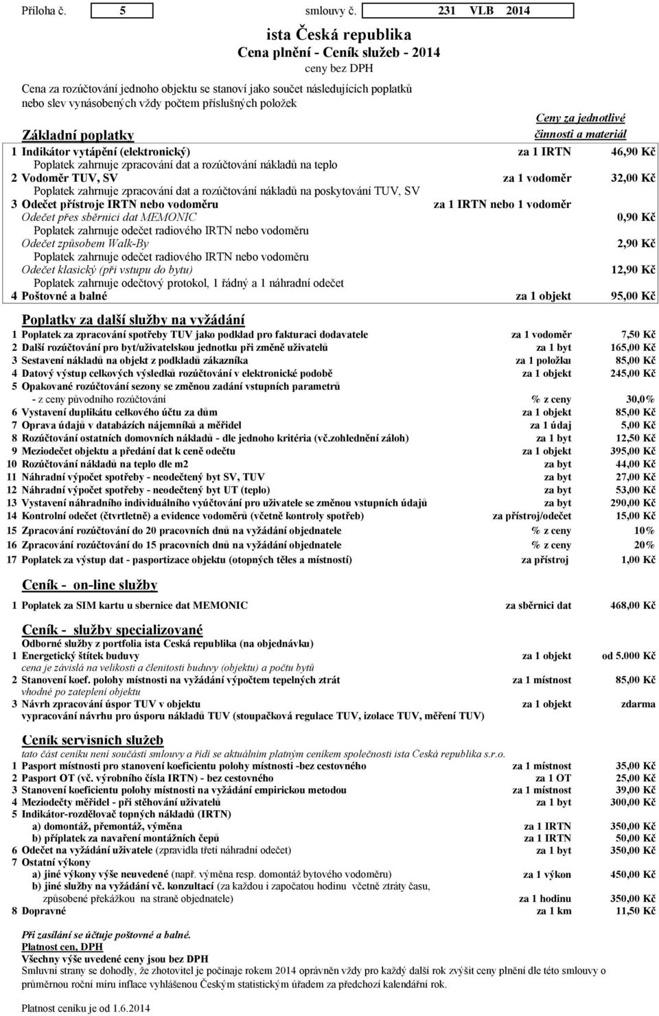 materiál 1 Indikátor vytápění (elektronický) za 1 IRTN 46,90 Kč Poplatek zahrnuje zpracování dat a rozúčtování nákladů na teplo 2 odoměr TU, S za 1 vodoměr 32,00 Kč Poplatek zahrnuje zpracování dat a