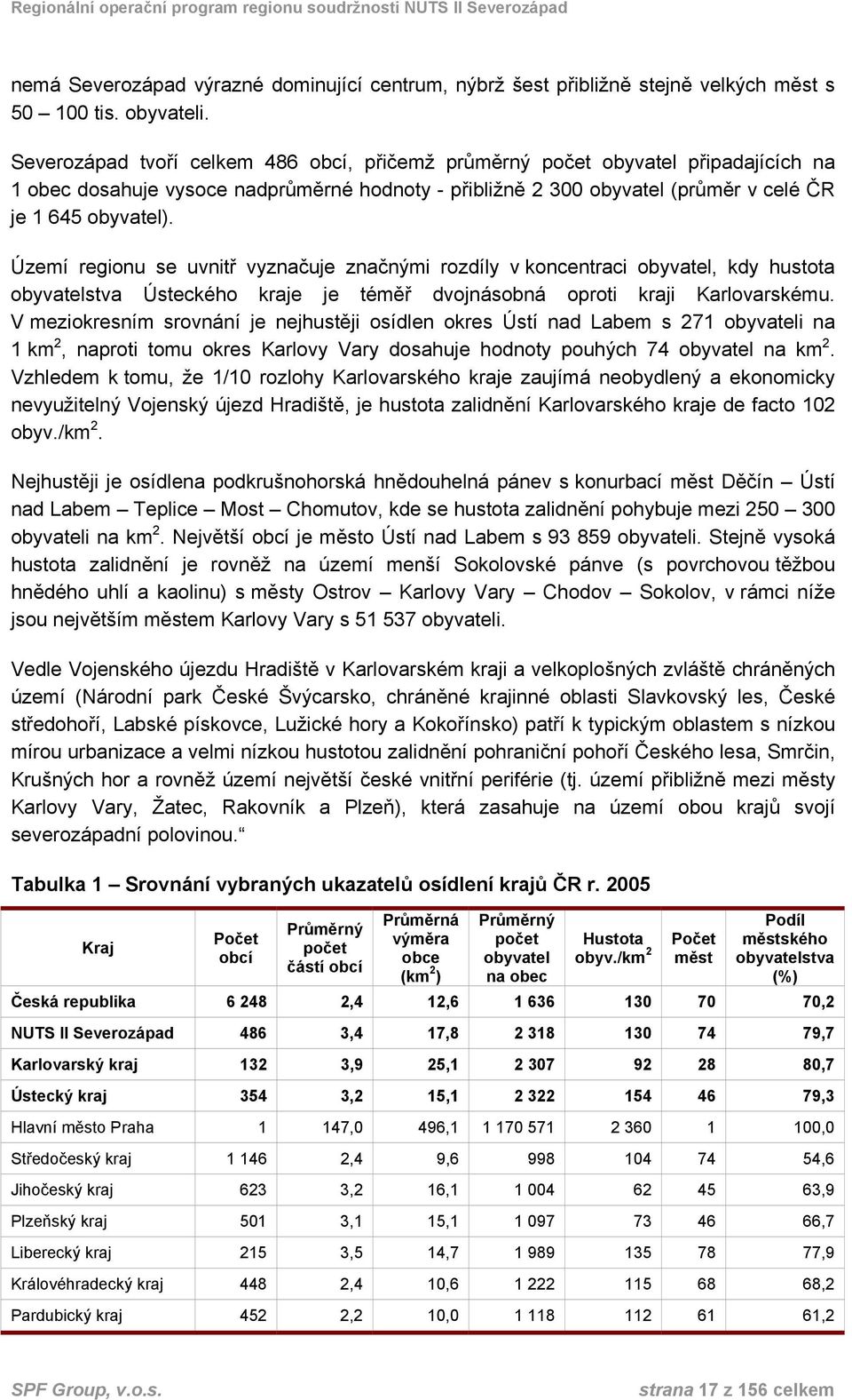 Území regionu se uvnitř vyznačuje značnými rozdíly v koncentraci obyvatel, kdy hustota obyvatelstva Ústeckého kraje je téměř dvojnásobná oproti kraji Karlovarskému.