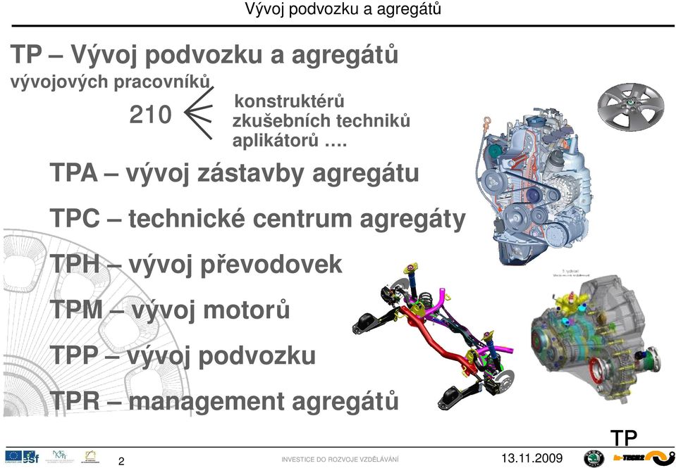 p evodovek TPM vývoj motor TPP vývoj podvozku TPR