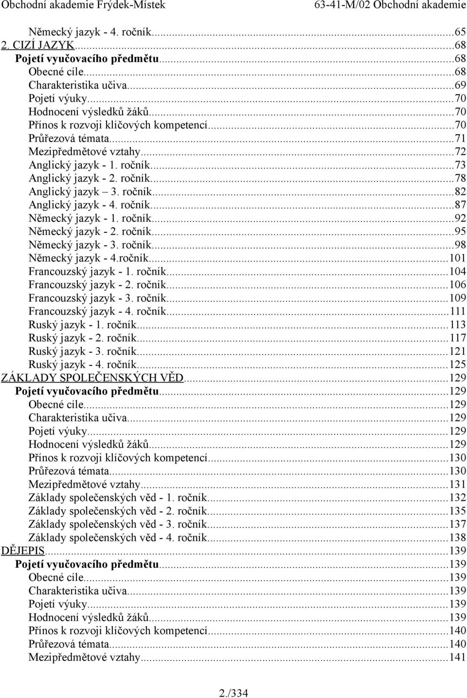 ročník...87 Německý jazyk - 1. ročník...92 Německý jazyk - 2. ročník...95 Německý jazyk - 3. ročník...98 Německý jazyk - 4.ročník...101 Francouzský jazyk - 1. ročník...104 Francouzský jazyk - 2.