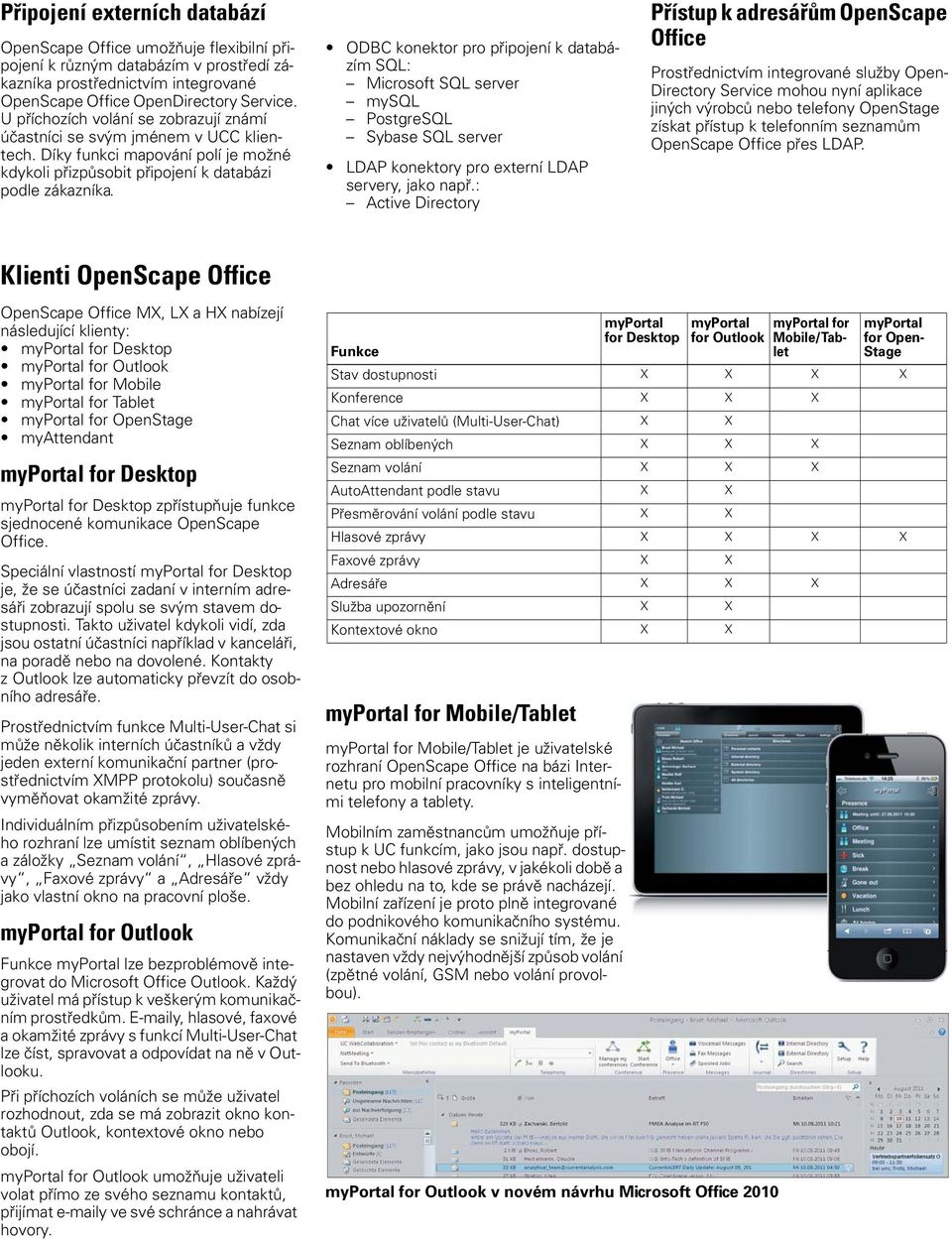 ODBC konektor pro připojení k databázím SQL: Microsoft SQL server mysql PostgreSQL Sybase SQL server LDAP konektory pro externí LDAP servery, jako např.