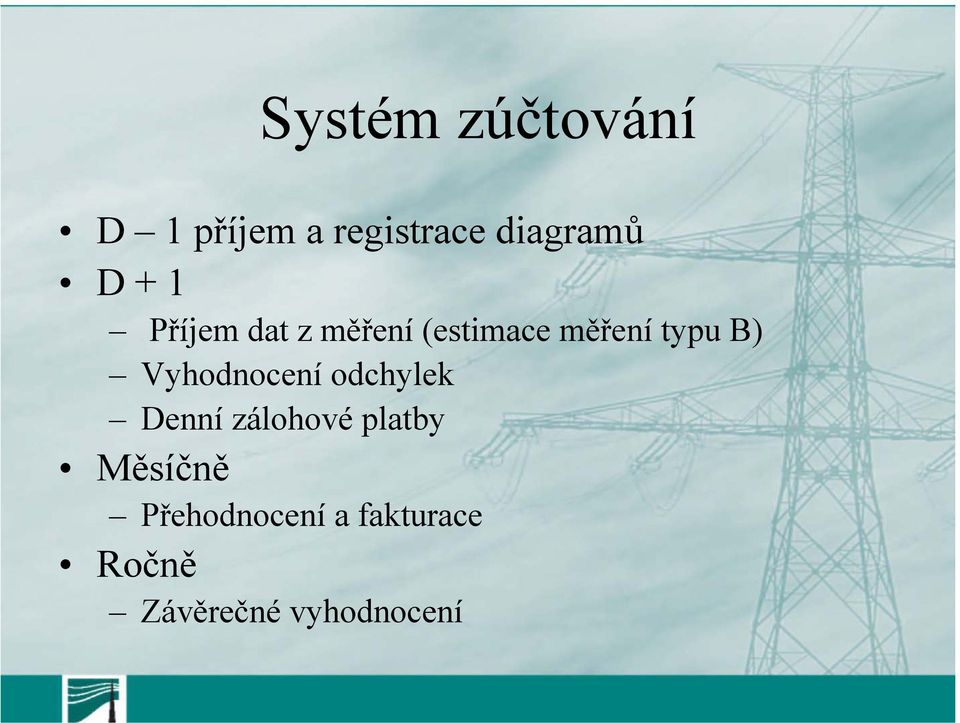 Vyhodnocení odchylek Denní zálohové platby Měsíčně