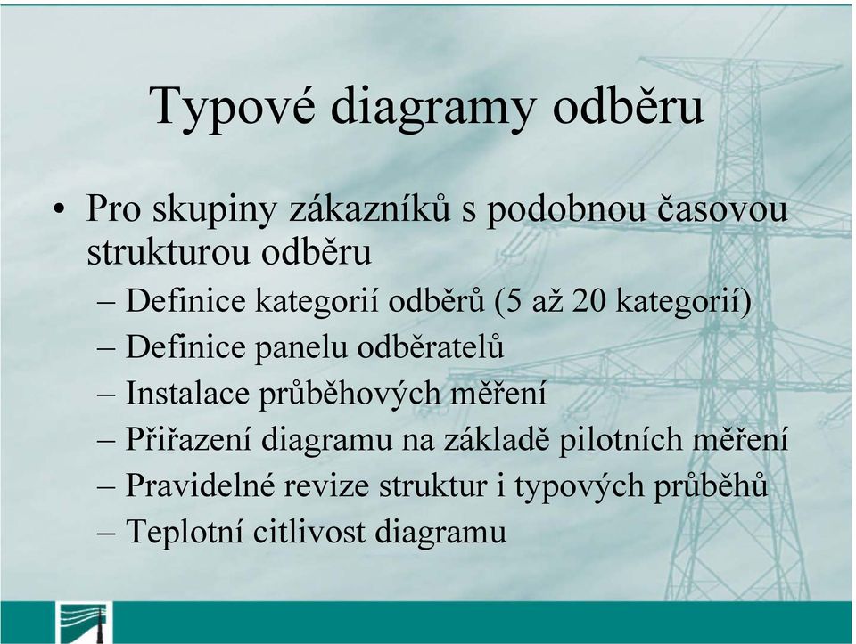 odběratelů Instalace průběhových měření Přiřazení diagramu na základě